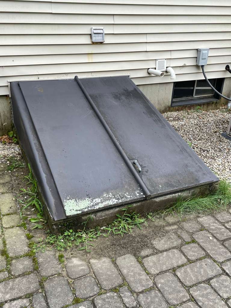 Basement door before restoration